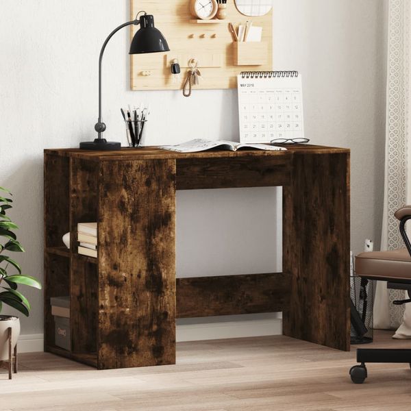 vidaXL Stôl dymový dub 102x50x75 cm kompozitné drevo