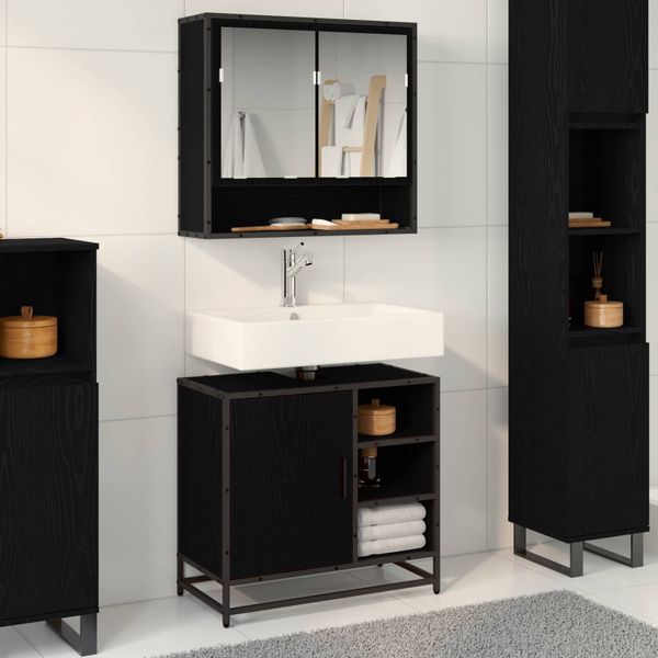 vidaXL Sada kúpeľňového nábytku 2 pcs Čierny dub Kompozitné drevo
