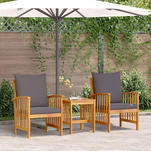 vidaXL Súprava záhradných pohoviek s vankúšom 3 pcs Prírodný olej