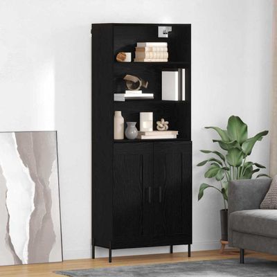 vidaXL Highboard Čierny dub 69,5 x 34 x 180 cm Kompozitné drevo
