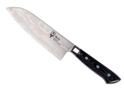 Muela SANTOKU-17DAM.M japonský kuchársky nôž 17 cm, damašek, čierna, Micarta