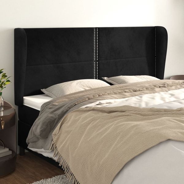 vidaXL Čelo postele so záhybmi čierne 163x23x118/128 cm zamat