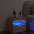 vidaXL Nočný stolík s LED svetlami dub sonoma 50x40x45 cm