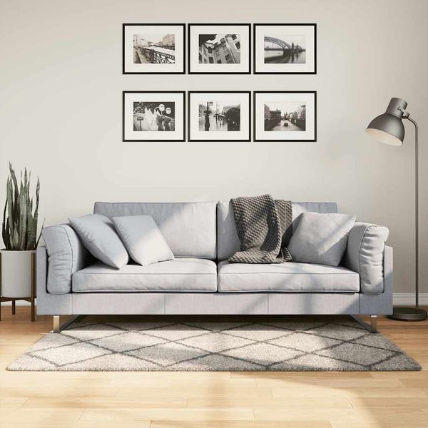 vidaXL Shaggy koberec PAMPLONA, vysoký vlas, béžová+antracit 80x150 cm