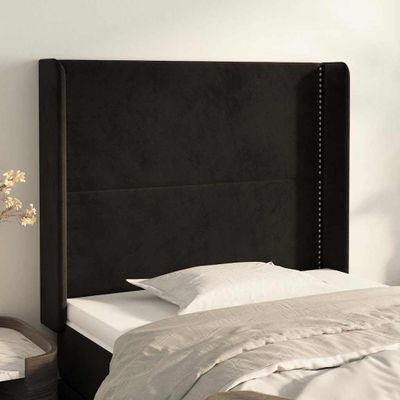 vidaXL Čelo postele so záhybmi čierne 103 x 16 x 118/128 cm zamat