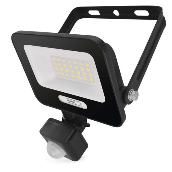 LED reflektor GLARO s pohybovým čidlom, 20 W, čierny, IP54, 2000 lm, neutrálna biela