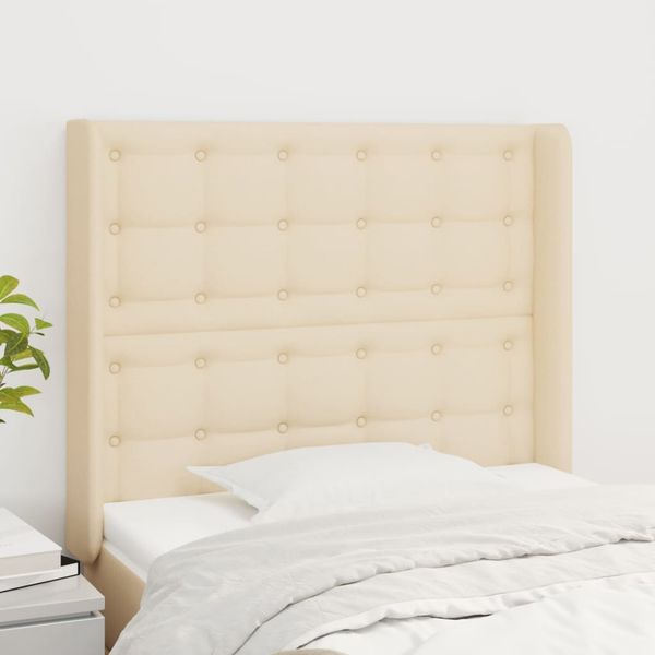 vidaXL Čelo postele so záhybmi krémové 93x16x118/128 cm látka