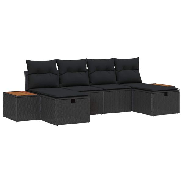 vidaXL Súprava záhradných pohoviek s vankúšom 6 pcs Čierna polyratan