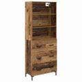 vidaXL Highboard Staré drevo 69,5 x 34 x 180 cm Kompozitné drevo