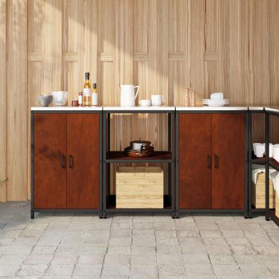 vidaXL Kuchynský úložný set HATTEM 3 pcs Hrdzavý Oceľ