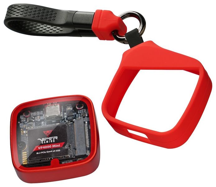 Patriot EV330 externý box pre SSD 2230 Box na disk, externý, pre M.2 PCIe NVMe SSD, USB-C 3.2 Gen2, hliník, silikón, čierno-červený