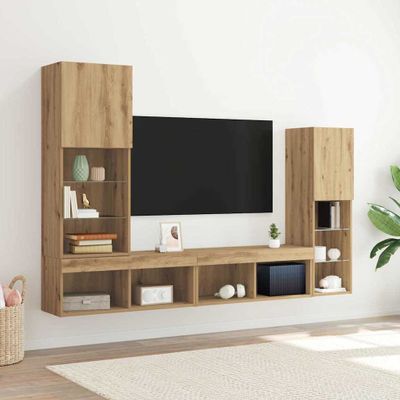 vidaXL TV skrinka 4 pcs dub artisan Kompozitné drevo