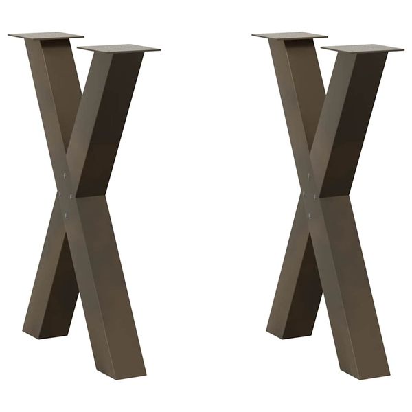 vidaXL Nohy k jedálenskému stolu v tvare X, 2 ks, prírodná oceľ, 50 x (72-73) cm, oceľ