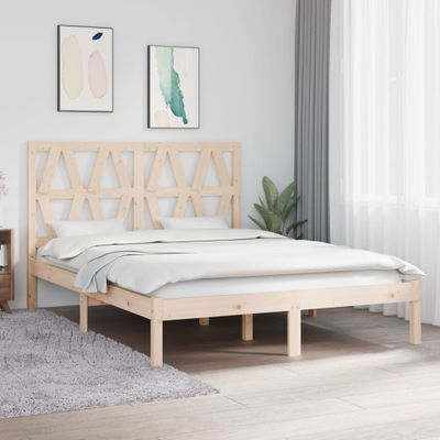 vidaXL Posteľný rám, borovicový masív 135x190 cm, dvojlôžko