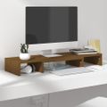 vidaXL Stojan na monitor medovo-hnedý 80x24x10,5 cm masívna borovica