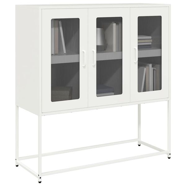 vidaXL Komoda biela 100,5x39x107 cm oceľ valcovaná za studena