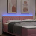 vidaXL LED hlavová doska s LED pásikmi Ružová 180 cm Zamat