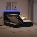 vidaXL LED úložná posteľ s matracom Čierna 200 x 200 cm Zamat