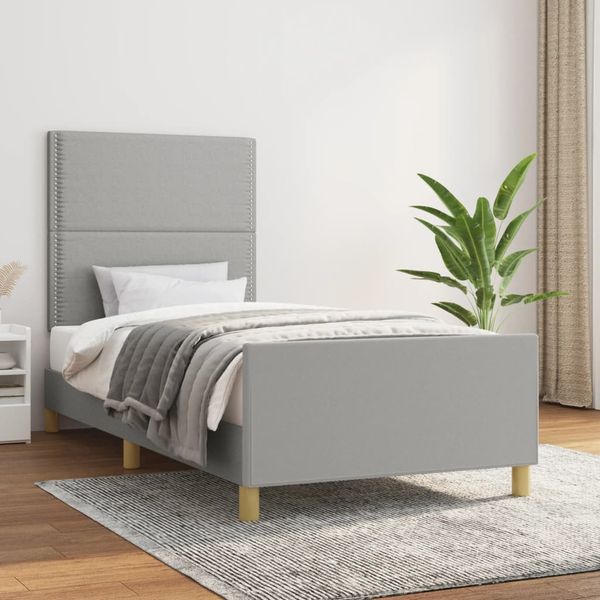 vidaXL Posteľ bez matraca bledosivý 90x200 cm látka