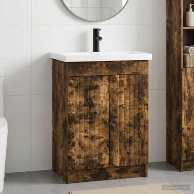 vidaXL Sada kúpeľňového nábytku Dymový dub 56 x 37,5 x 81 cm