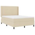 vidaXL Posteľ s pružinovým rámom s vankúšom Krémová 190 x 140 cm látka