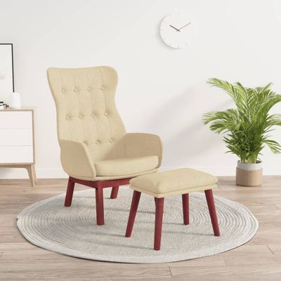 vidaXL Relaxačné kreslo s podnožkou krémové látka