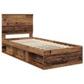 vidaXL Rám postele Staré drevo 90 x 190 cm Masívne borovicové drevo