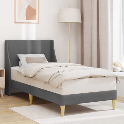 vidaXL Rám postele Jednofarebný Tmavo šedá 100 x 200 cm látka