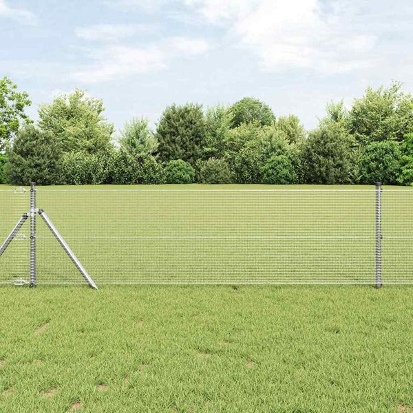 vidaXL Pevný kovaný drôtový plot 50 x 0,5 m Strieborná Sieťovina