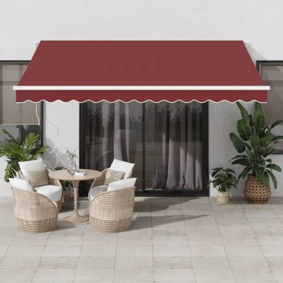 vidaXL Automaticky zaťahovacia markíza s LED vínová 400x350 cm