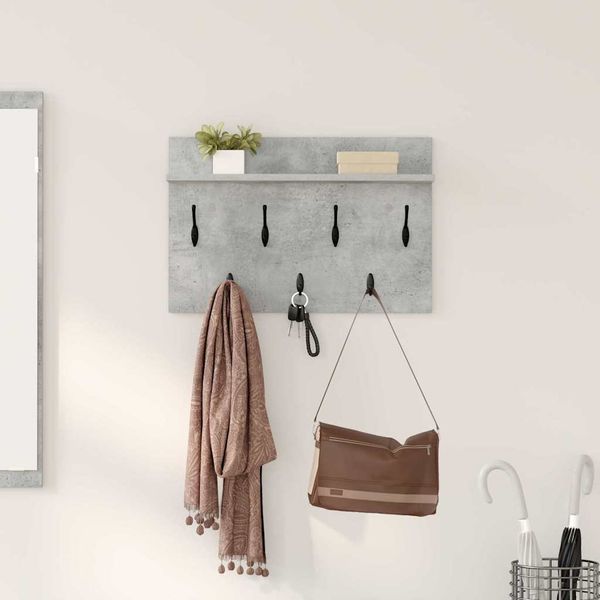 vidaXL Vešiak na stenu Betónová šedá 60 x 40 x 12 cm Kompozitné drevo