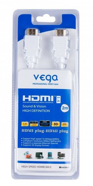 AA-890 Vega HDMI kabel profesional 3D gold 2m biely