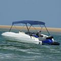 vidaXL Strieška Bimini s 3 oblúkmi, modrá 183x180x137 cm