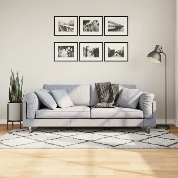 vidaXL Shaggy koberec PAMPLONA, vysoký vlas, krémovo čierny 100x200 cm