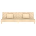 vidaXL 2-miestna rozkladacia pohovka s 2 vankúšmi a podnožkou krémová látková