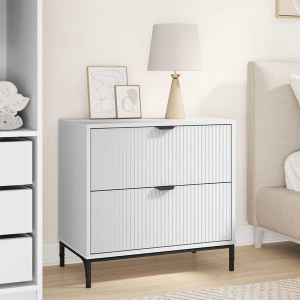 vidaXL Nočný stolík Biela 63.5 x 36 x 61 cm Kompozitné drevo