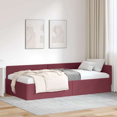 vidaXL Rohový rám postele Víno červené 90 cm x 200 cm látka