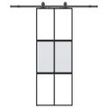 vidaXL Posuvné dvere s kovaním čierne 76x205 cm tvrdené sklo