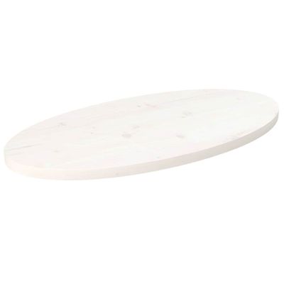 vidaXL Stolová doska, biela 70x35x2,5 cm, borovicový masív, oválna