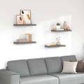 vidaXL Plávajúce nástenné police 4 ks, lesklé sivé 60x23,5x3,8 cm, MDF