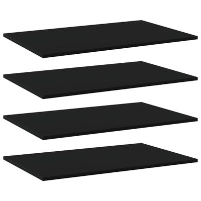 vidaXL Prídavné police 4 ks, čierne 80x50x1,5 cm, drevotrieska