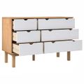 vidaXL Skrinka so zásuvkami OTTA, hnedo biela 111x43x73,5 cm, borovica