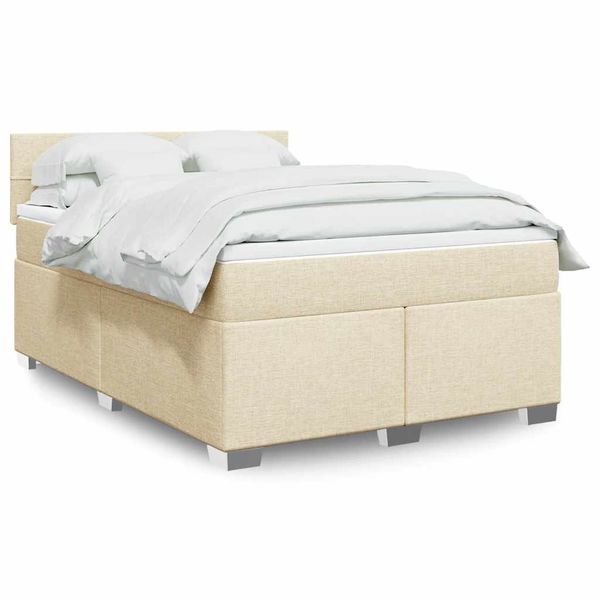 vidaXL Boxspring posteľ s matracom krémový 140x190 cm látka