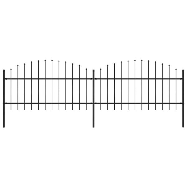 vidaXL Záhradný plot s vrchnou časťou z ocele 359x125 cm čierny