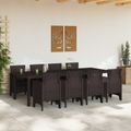 vidaXL Záhradný jedálenský set 9 pcs Hnedá Polypropylén