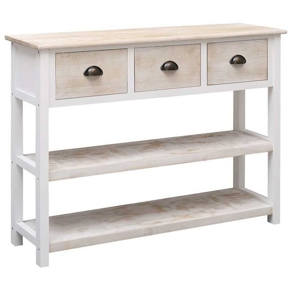 vidaXL Komoda bielo-hnedá 108x30x76 cm masívne drevo paulownia