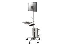 Vozík - pre LCD displej / PC vybavenie - strieborná - veľkosť obrazovky: 10"-27"