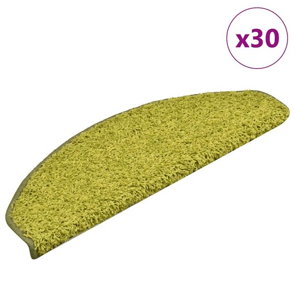 vidaXL Schodové rohože 30 ks 65x21x4 cm zelené polkruhové veľké