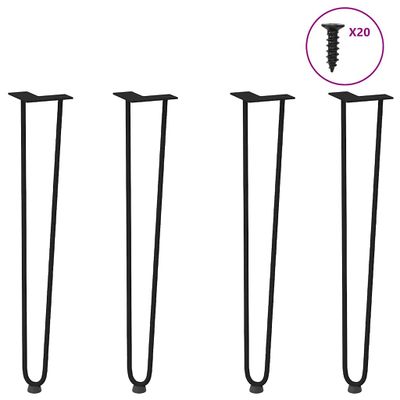 vidaXL vlásenkové nohy pre konzolové stolíky 4 ks, čierne 72 cm, masívna oceľ