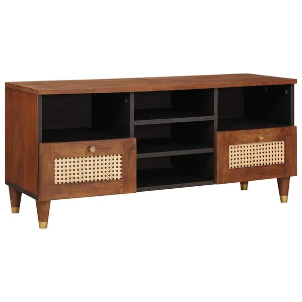 vidaXL TV skrinka Hnedá 100 x 33,5 x 46 cm Masívne mango drevo